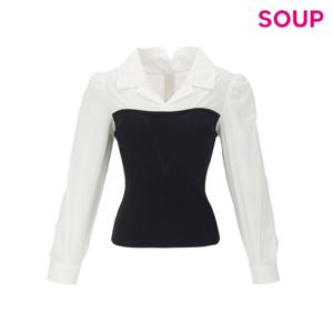 [숲]니트 뷔스티에 칼라 블라우스(SB2LS80)