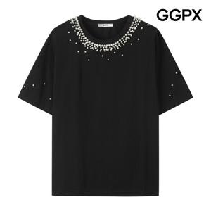 [지지피엑스]진주 포인트넥 티셔츠 (GP5TS036F)