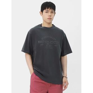 [빌리버스] 남성 반팔티 피그먼트 20수 라운드 로고 자수 티셔츠 BWY009