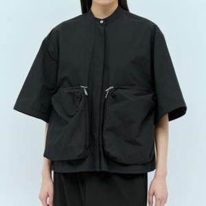 25 SS 질샌더 플러스 지퍼 카고 포켓 헨리넥 반팔 셔츠 J40DL0127 J45215 001