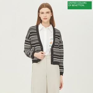 [베네통] 멀티 스트라이프 니트 가디건 BAKC51331_BK