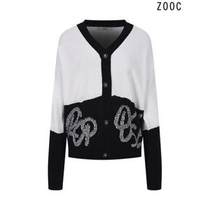 [주크]() 투톤배색 니트가디건 (Z231KSL001_WH)