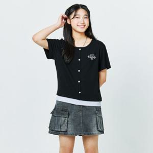 [소이]3부 골지 레이어드 반팔티셔츠 25M1466