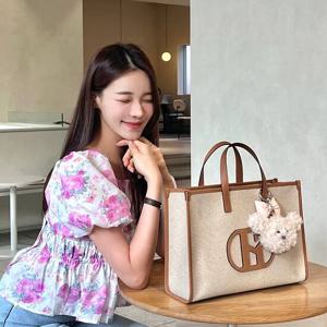[헤지스]H소가죽 패치 베이지 토트 겸 숄더백 L HIBA5F109I2