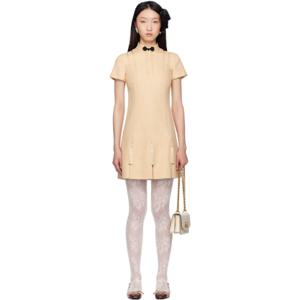 25 SS 발렌티노 여성 베이지 러스틱 실크 미니 드레스 251476F052010