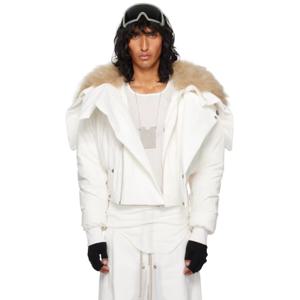 25 SS 릭오웬스 남성 Moncler    오프 화이트 앨리스 퍼 재킷 251232M179000