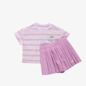 뉴발란스키즈트레이닝세트 NQJ NK9YF2302G-88 FAMILY HOLIDAY 여아 홀리데이 스트라이프 반팔 셋업