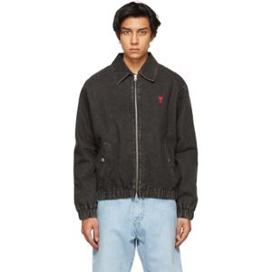 AMI Paris 청자켓 블랙 데님 아미 드 꾀흐 재킷 211482M177000