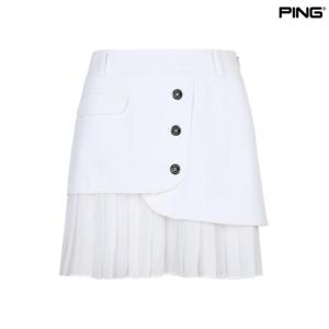 [핑골프]여성 랩 버튼 플리츠 큐롯 스커트 (121D2PC751_WH)