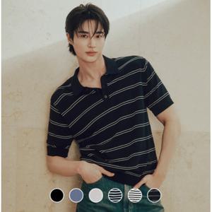 [지오다노] 남성 하이 트위스트 반팔 카라 니트 스웨터 055531