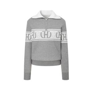 헤지스 골프 여성 24FW 스테디셀러로고 체인 하프집 니트 (GRAY) WWSW4D751G2