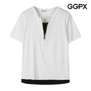 [GGPX] 투톤 레이어드형 지퍼 티셔츠 (GP7TS001F)