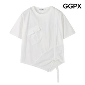 [GGPX] 언발 스트링 포인트 포켓 티셔츠 (GP7TS004F)