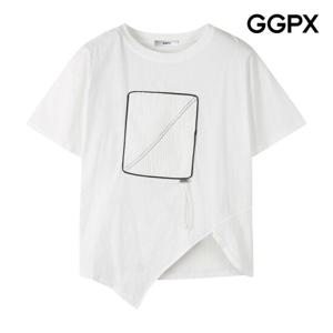 [GGPX] 스퀘어 스토퍼 언발 트임 티셔츠 (GP7TS005F)