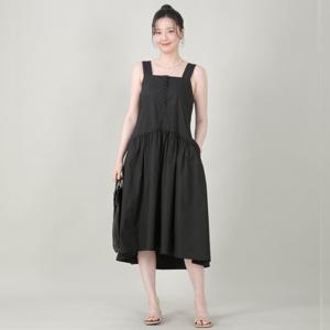 애비뉴투지 엄마옷 코튼 순면 콩단추 셔링 스퀘어넥 여름 나시 원피스 K07527