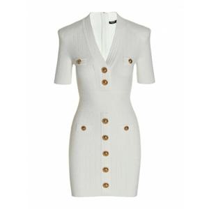 [BALMAIN] 라프리마 여성 숏 로고 바텀 니트 원피스 AF0R6045KB070FA 화이트 /8