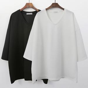 [아이우먼]빅사이즈무지티 G458L506 베이직V넥7부티셔츠 NO
