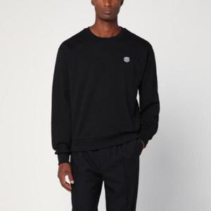 KENZO Black crew neck sweatshirt with logo FF55SW2624MFCO/R_KENZO-99J