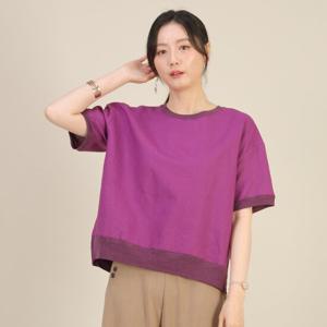 애비뉴투지 엄마옷 비비드 톤톤 린넨 마 여름 반팔 라운드 블라우스 B06261