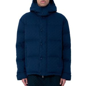 25 SS 구찌 GG 올오버 인터로킹 로고 캔버스 다운 패딩 자켓 네이비블루 794868 Z8BS8 4596