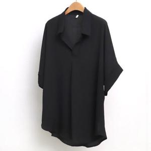 [아이우먼]빅사이즈반팔블라우스 5181L506 오픈롤업블라우스 WW