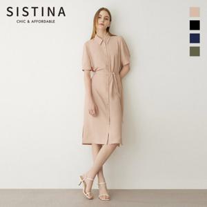 [SISTINA] 인기 벨티드 슬릿 셔츠 원피스_AWWOPN21100