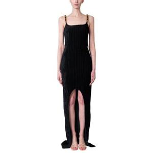 Balmain 체인 스트랩 벨벳 맥시 드레스 YFRN026JD31 BLACK TP944975173