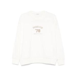 25 SS Brunello Cucinelli 로고 자수 스웨트셔츠 MD869VE500C7317 TP439971901