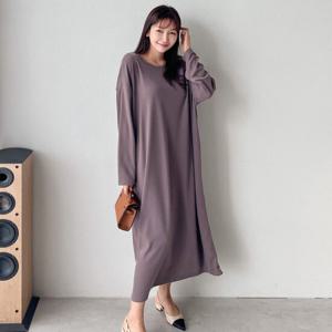 샵앤) 국산 라운드 이지웨어 여성 롱원피스 ARA-WDR-3088-모카