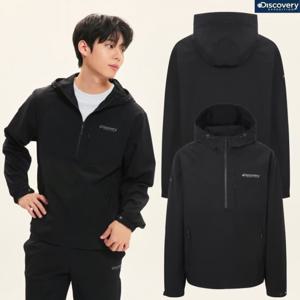 [디스커버리] 25년 봄 공용 우븐 반집업 폴튼 아노락 자켓 DXTR33051 BKS
