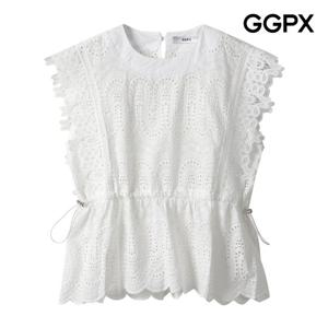 GGPX  사이드 스토퍼 펀칭 레이스 민소매 블라우스 (GP6SH036F)