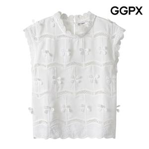 GGPX  러블리 플라워 레이스 슬리브리스 블라우스 (GP6SH040F)