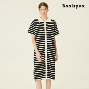 [보니스팍스(여성의류)]카라 스트라이프 미디 반팔 원피스 (XP7OP006M0)