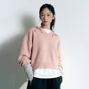 [랩]브이후드 골지 크롭니트(AQ4KHA35)