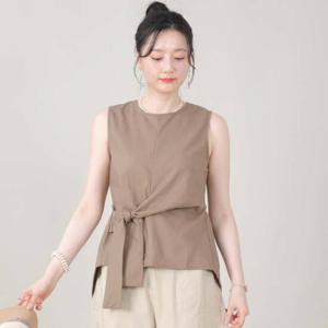 애비뉴투지 엄마옷 린넨 혼방 리본 타이 언발란스 여름 나시 블라우스 B07552
