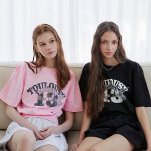 [에고이스트][BLUE LABEL] 프린트 볼륨 스웨트 반팔 티셔츠 (ER2OTH07)