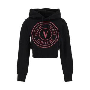 Versace 진스 꾸뛰르 로고 프린트 드로스트링 크롭 후드티 76HAIG05CF01G 899 TP940945541