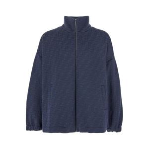 FENDI 코튼 블렌드 남성용 하이넥과 전면 엠보싱 FF 모티프가 있는 블루 스웨트셔츠 FAF743AU8OF1H3O