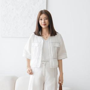 엄마옷 마담4060 캐주얼 트렌디 반팔셔츠 스티치숏오픈-ZBL2507033-