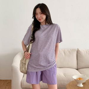 샵앤) 로하 국산 여성 단가라 반팔 티셔츠 RNF-WSH-3095-퍼플