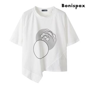 보니스팍스  써클 프린팅 언발 트임 반팔 티셔츠 (XP7TS003M0)