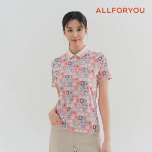 [올포유] 여성 도트 프린트 카라 반팔 티셔츠 AWTPN4261-304