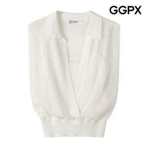 [GGPX] 이너 레이어드형 랩스타일 펀칭 니트 베스트 (GP7VT005F)