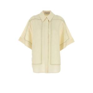 카밀라 앤 마크 여성 아이보리 Fortuna 린넨 반팔 셔츠 N2T60719 LEMON