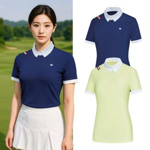 비티알 여성 골프웨어 여름 배색 반팔 스판 카라 티셔츠 BSC499ST8W