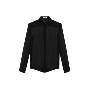 생로랑 시스루 실크 셔츠 - 블랙  512193Y115W1000