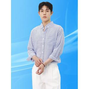 [빌리버스] 남성 시어서커 7부 셔츠 버튼다운 카라 남방 BBI110