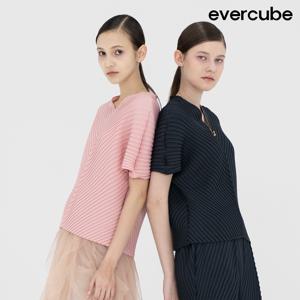 [런칭가199000원]에바큐브 25SS 사선 플리츠 블라우스