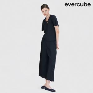 [런칭가199000원]에바큐브 25SS 믹스 플리츠 사선 팬츠
