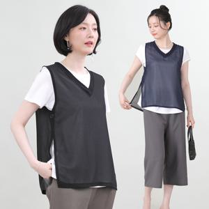 [애비뉴투지] 쉬폰 브이넥 뱃살커버 조끼(국내산)